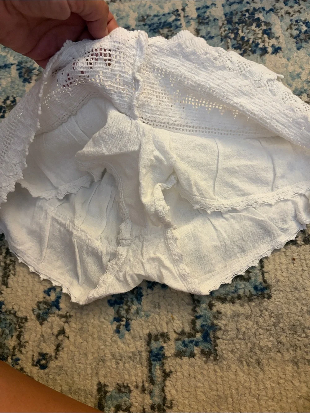 Women's White Lace Ruffle Skort with Drawstring Waist